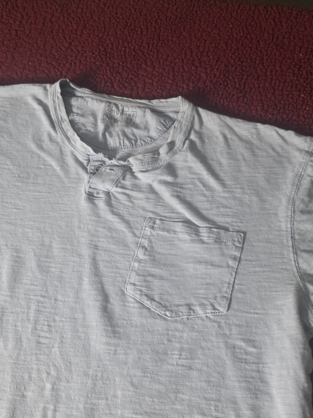 Converse All Star Men's Solid Henley Pocket T-Shirt, Short Sleeve, L Gray